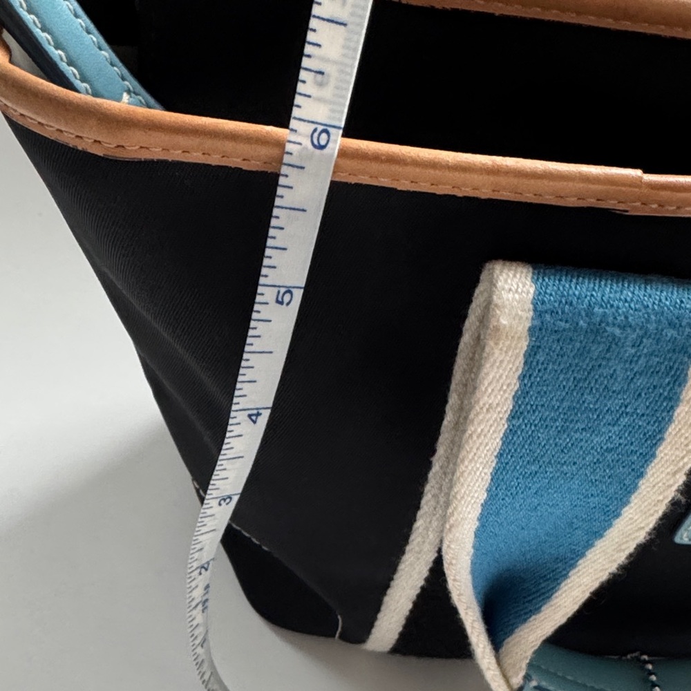 Coach Black Tote with Light Blue Accents and Cream Trim - Picture 15 of 16
